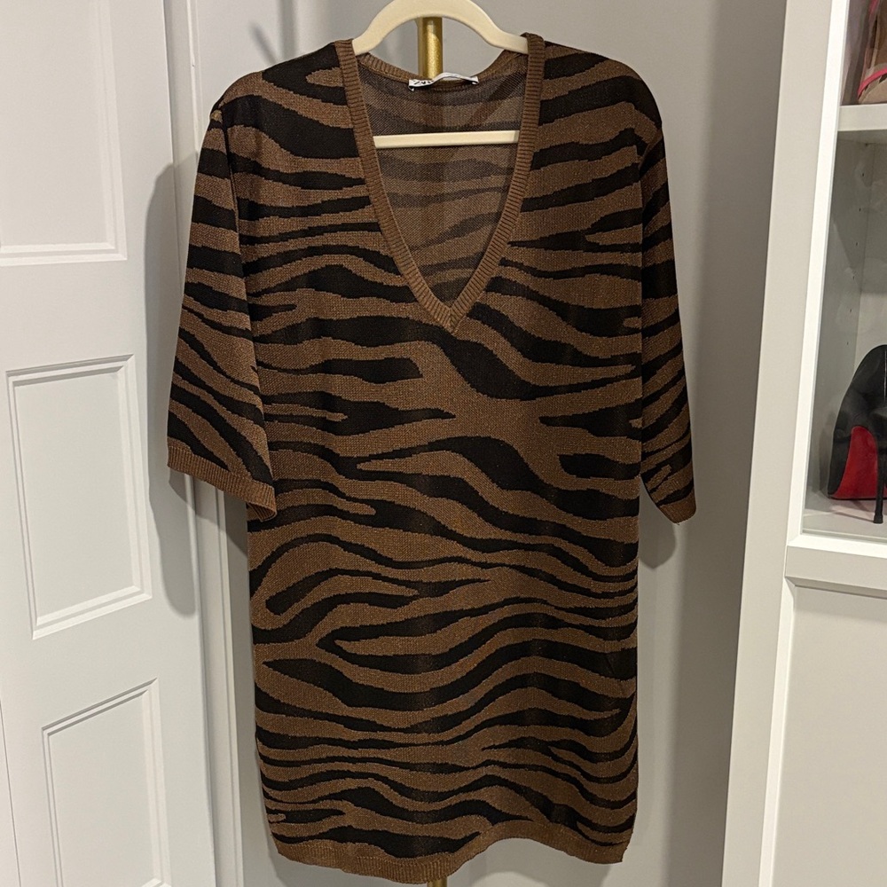 Zara Brown and Black Zebra Print Tunic